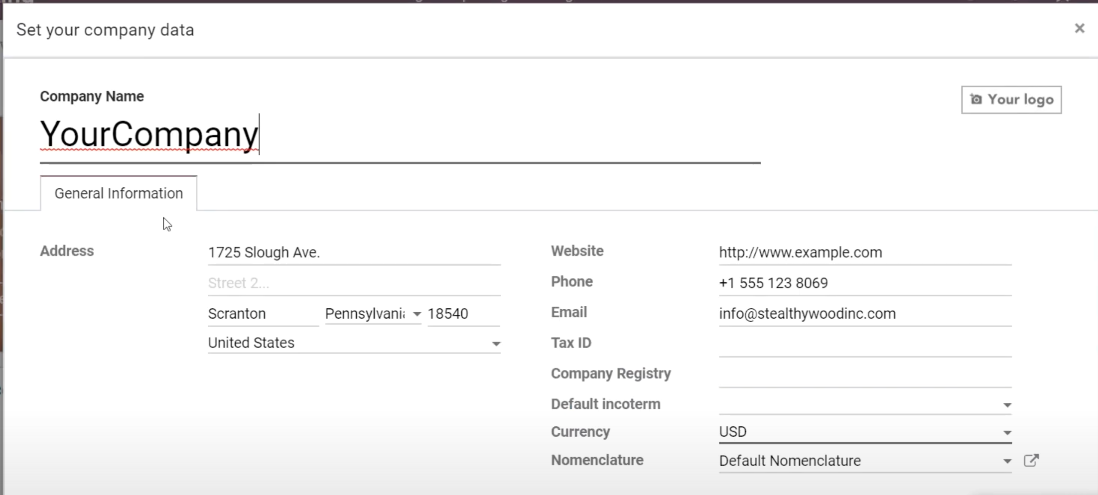 Edit Company information