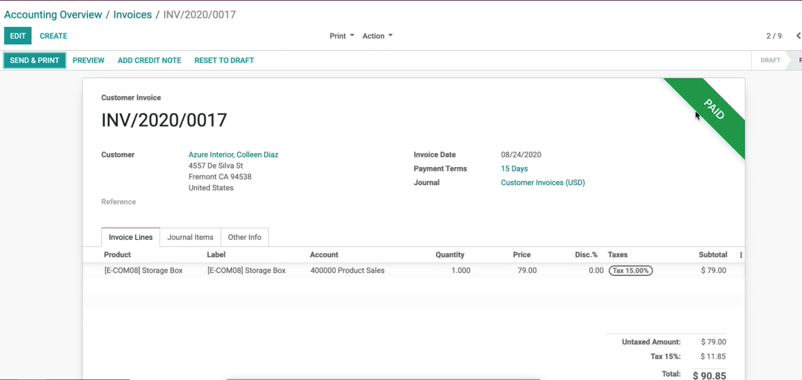 Odoo - Sample 3 for three columns